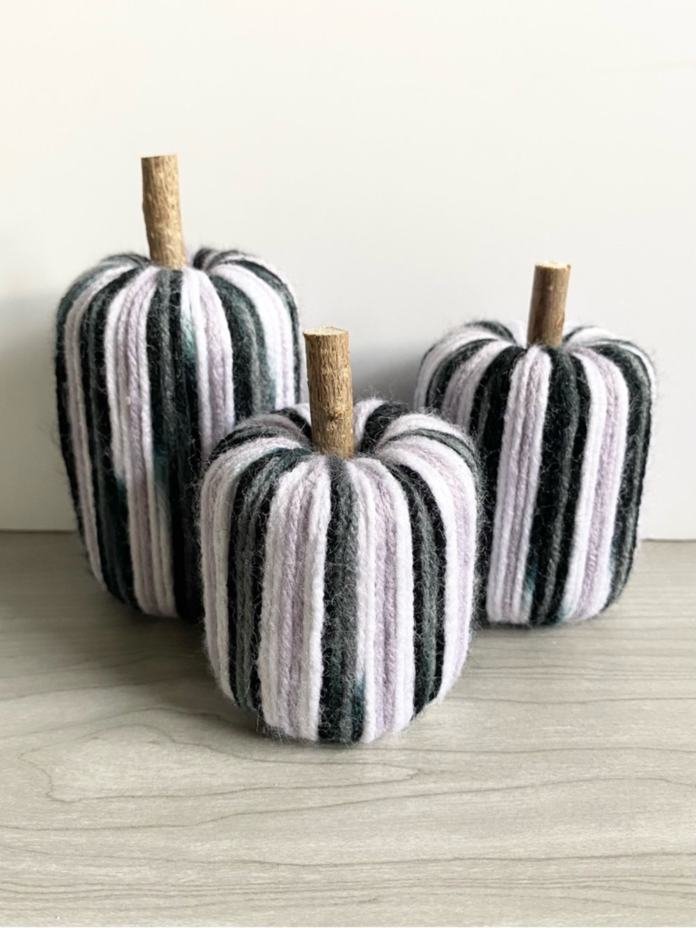 Black Striped Handmade Pumpkin Decor Set of 3